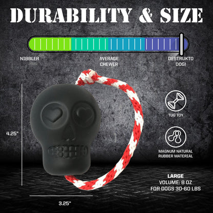 Magnum Skull Dog Chew Toy – Black Rubber Treat Dispenser