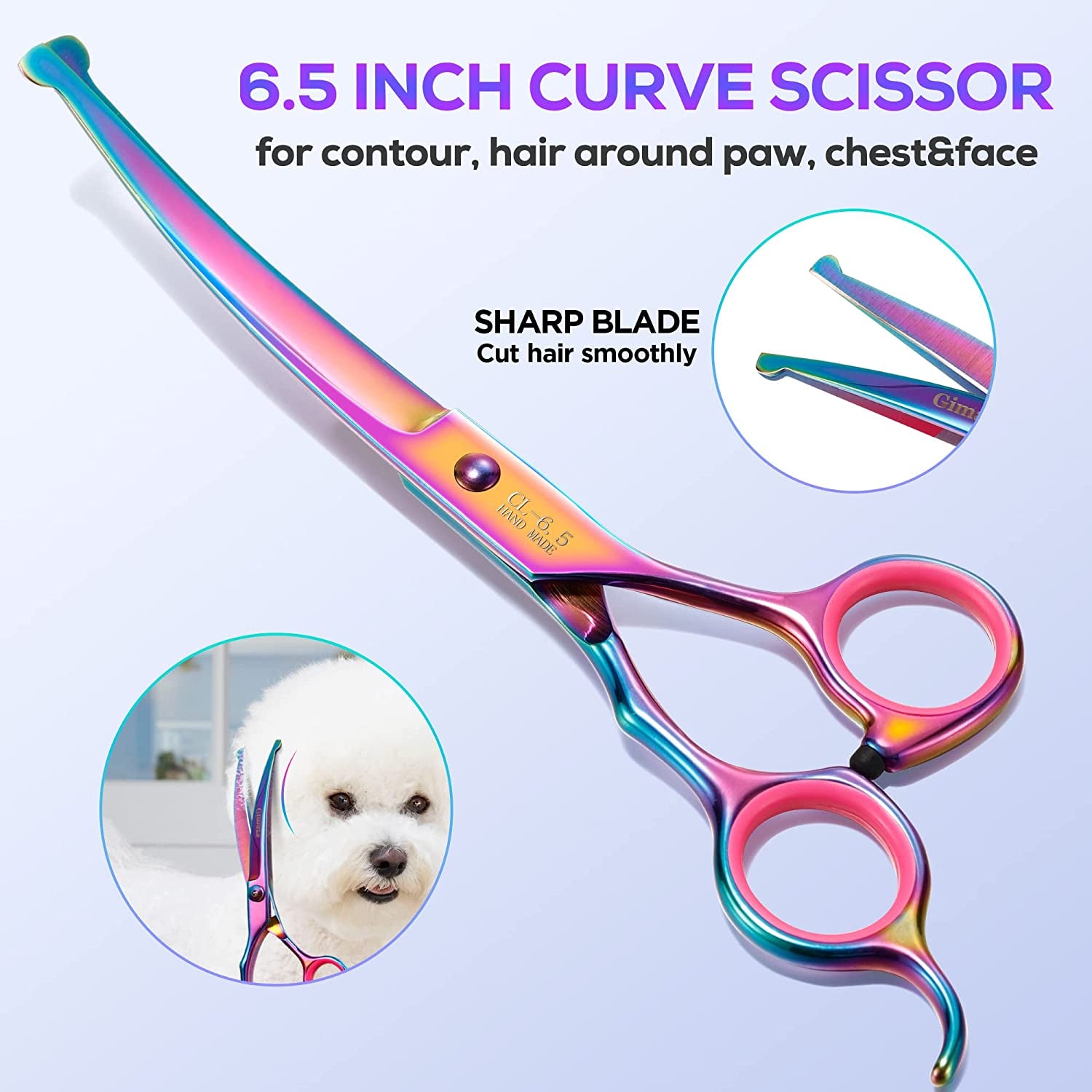 Gimars 6-in-1 Dog Grooming Scissors Set – 4CR Stainless Steel Round Tip Pet Grooming Shears for Dogs and Cats