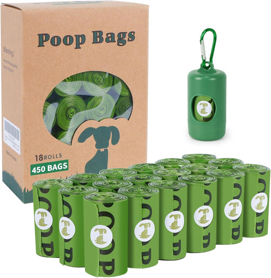 Biodegradable Scented Dog Poop Bags – Leak-Proof Pet Waste Bags with Dispenser, 18 Rolls, 450 Count