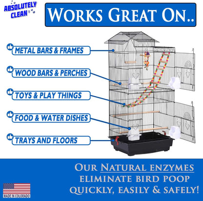 Bird Cage Cleaner & Deodorizer – Fragrance-Free Enzyme Spray, 128 oz Gallon
