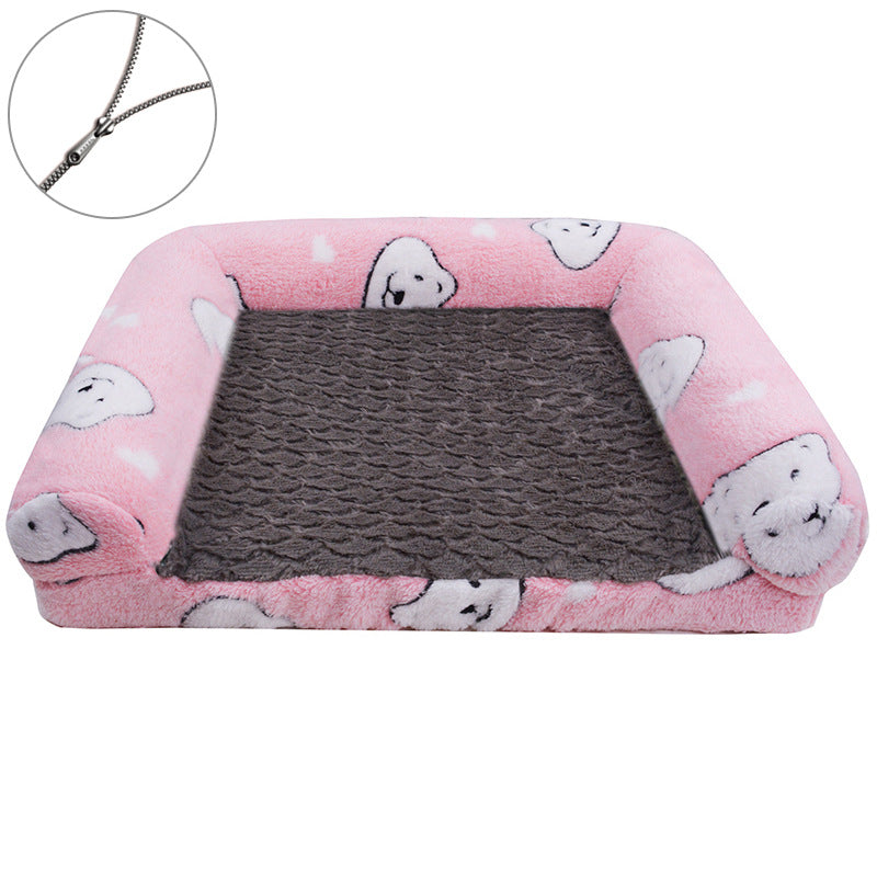 Cartoon Paw Print Pet Sofa Bed – Removable & Washable Dog and Cat Bed