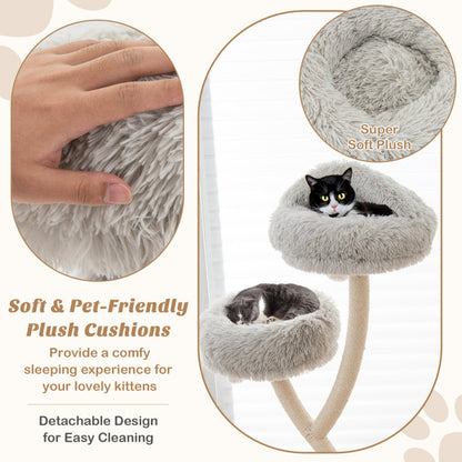 70” Metal Cat Tree Tower with Plush Perches