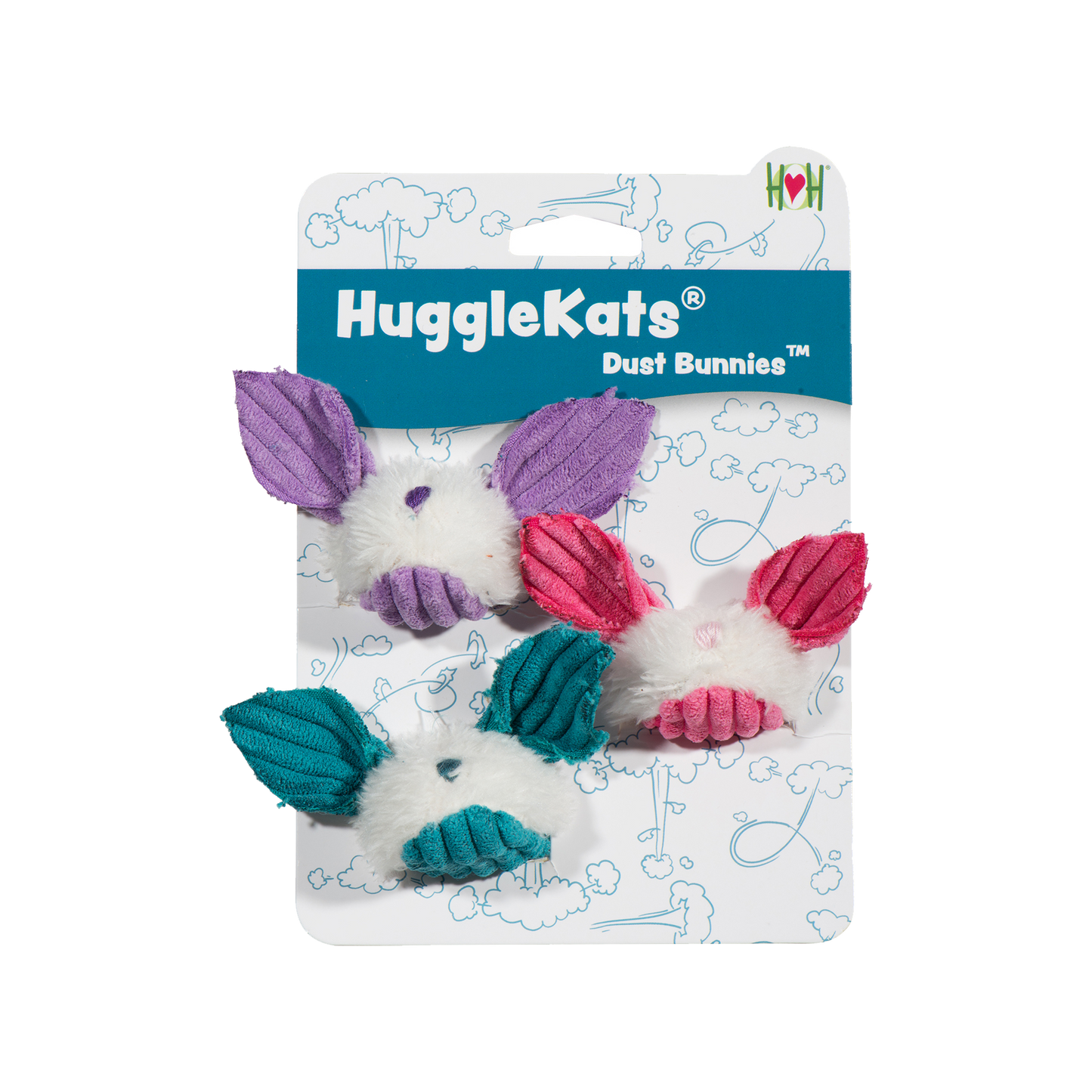 HuggleHounds HuggleKats Dust Bunnies Cat Toys, 3-Pack