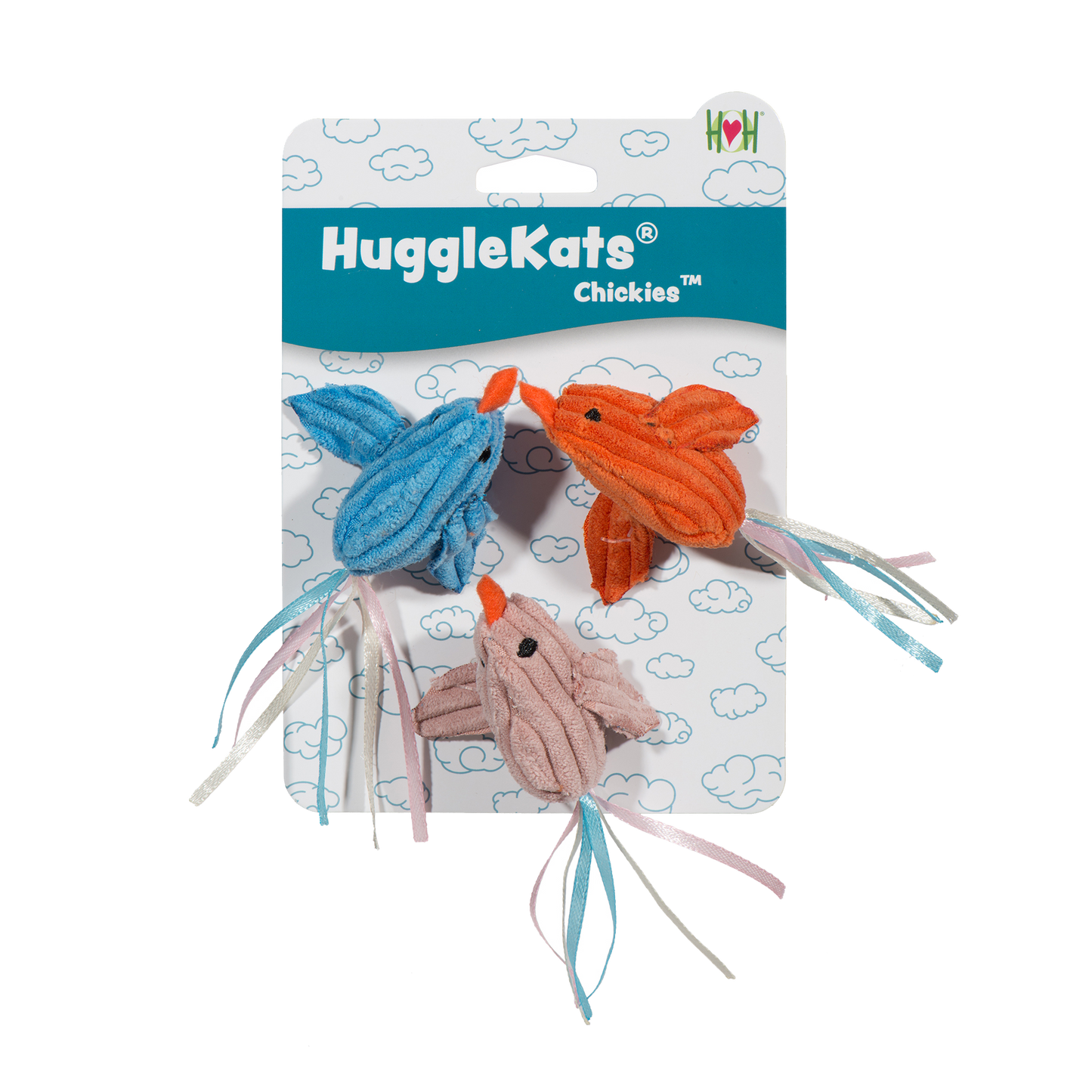 HuggleHounds HuggleKats Chickies Cat Toys, 3-Pack