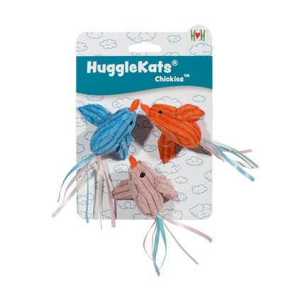 HuggleHounds HuggleKats Chickies Cat Toys, 3-Pack