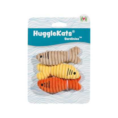 HuggleHounds HuggleKats Sardinies Cat Toys, 3-Pack