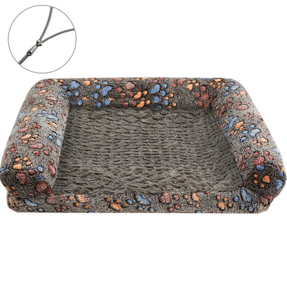 Cartoon Paw Print Pet Sofa Bed – Removable & Washable Dog and Cat Bed