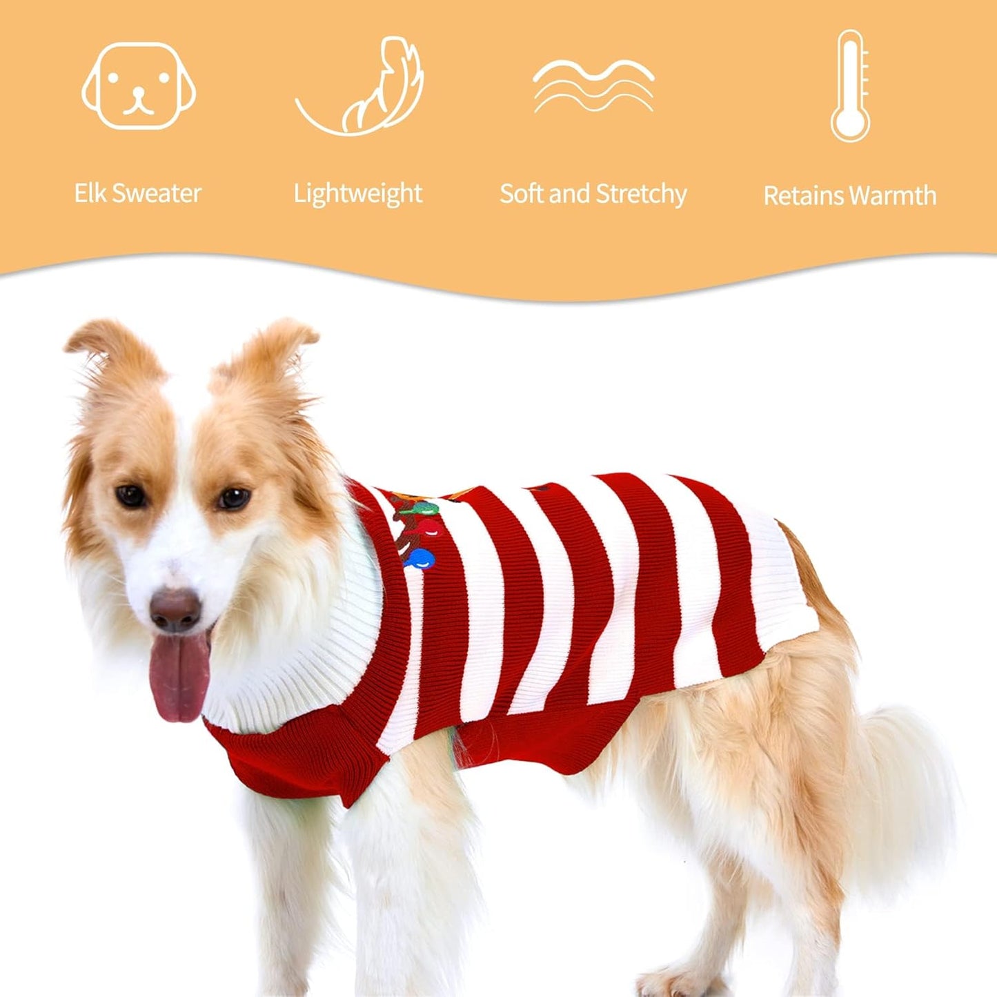 Red Christmas Reindeer Dog Sweater – XL Warm Holiday Pet Sweater for Dogs and Cats