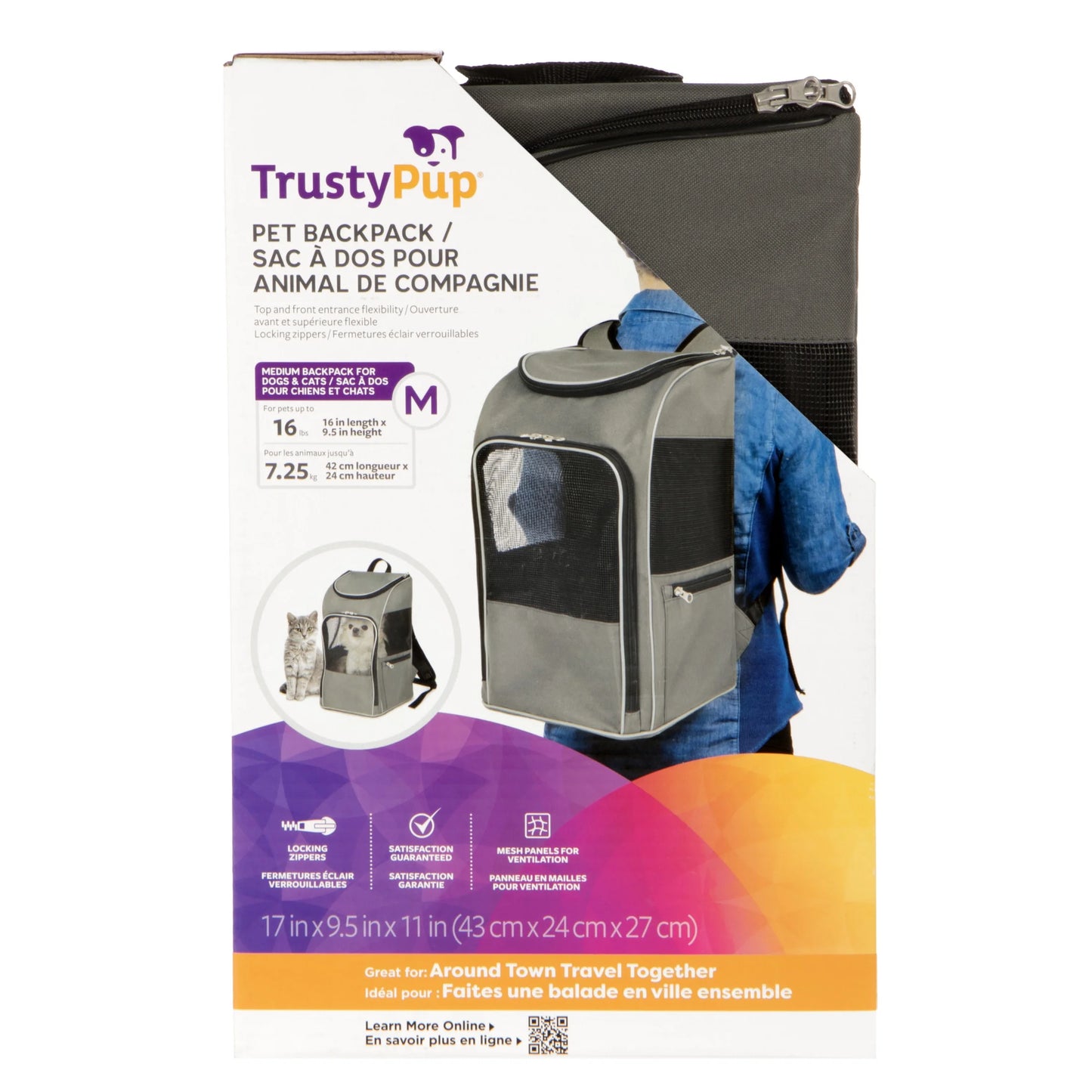 2-in-1 Pet Travel Backpack – Grey