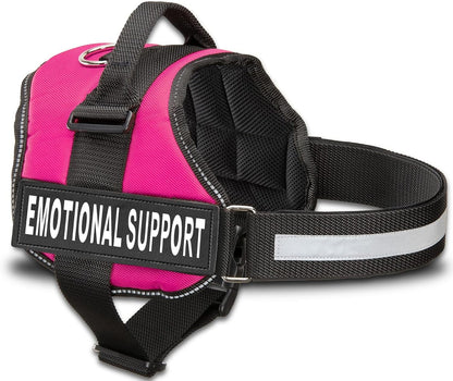Emotional Support Dog Vest – XXS Pink Reflective Harness with Removable Patches