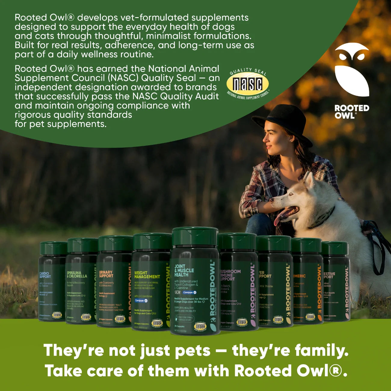 Rooted Owl Joint & Muscle Health Capsules for Medium & Large Dogs