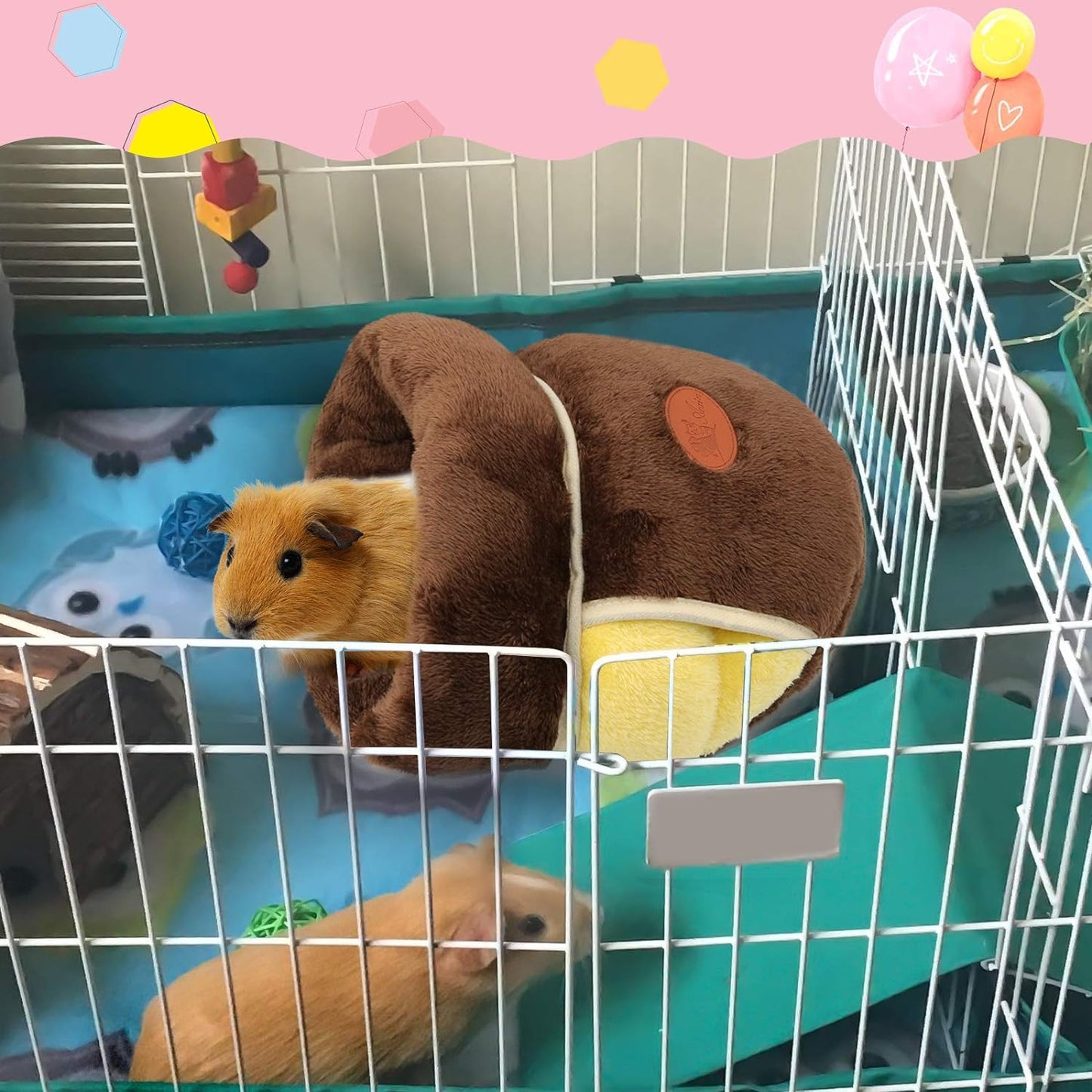 Guinea Pig Cuddle Cave Bed – Warm Fleece Small Animal Hideout House, Brown
