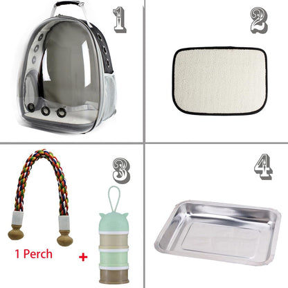 Bird Travel Carrier Backpack – Clear Space Capsule Bird Cage for Parakeets, Cockatiels & Small Parrots