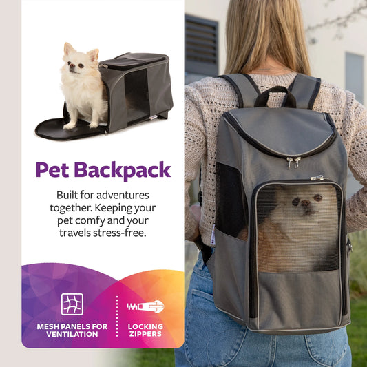 2-in-1 Pet Travel Backpack – Grey