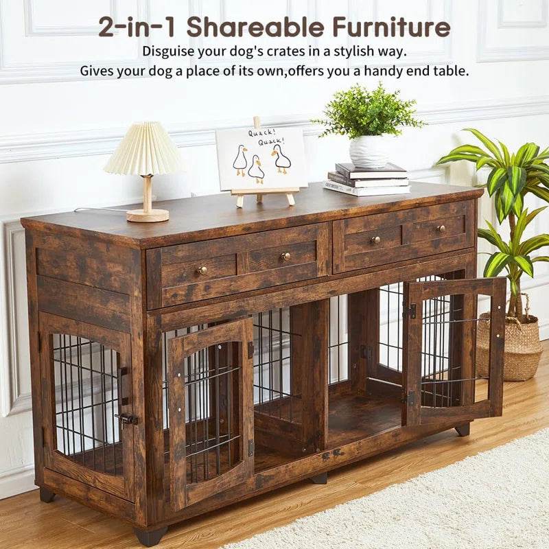 Modern Console Dog Crate with Storage