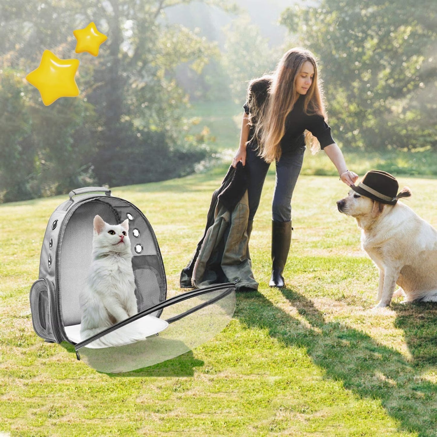 Cat Backpack Carrier – Space Capsule Travel Bag for Cats & Small Pets – Gray