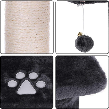 Cat Tree Condo Tower – 57” Gray Kitten Activity Center with Scratching Posts