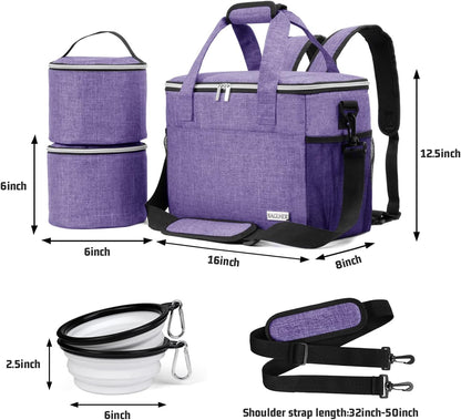 Pet Travel Backpack Bag Set – 5-Piece Pet Travel Organizer with Food Containers, Bowls & Shoulder Strap