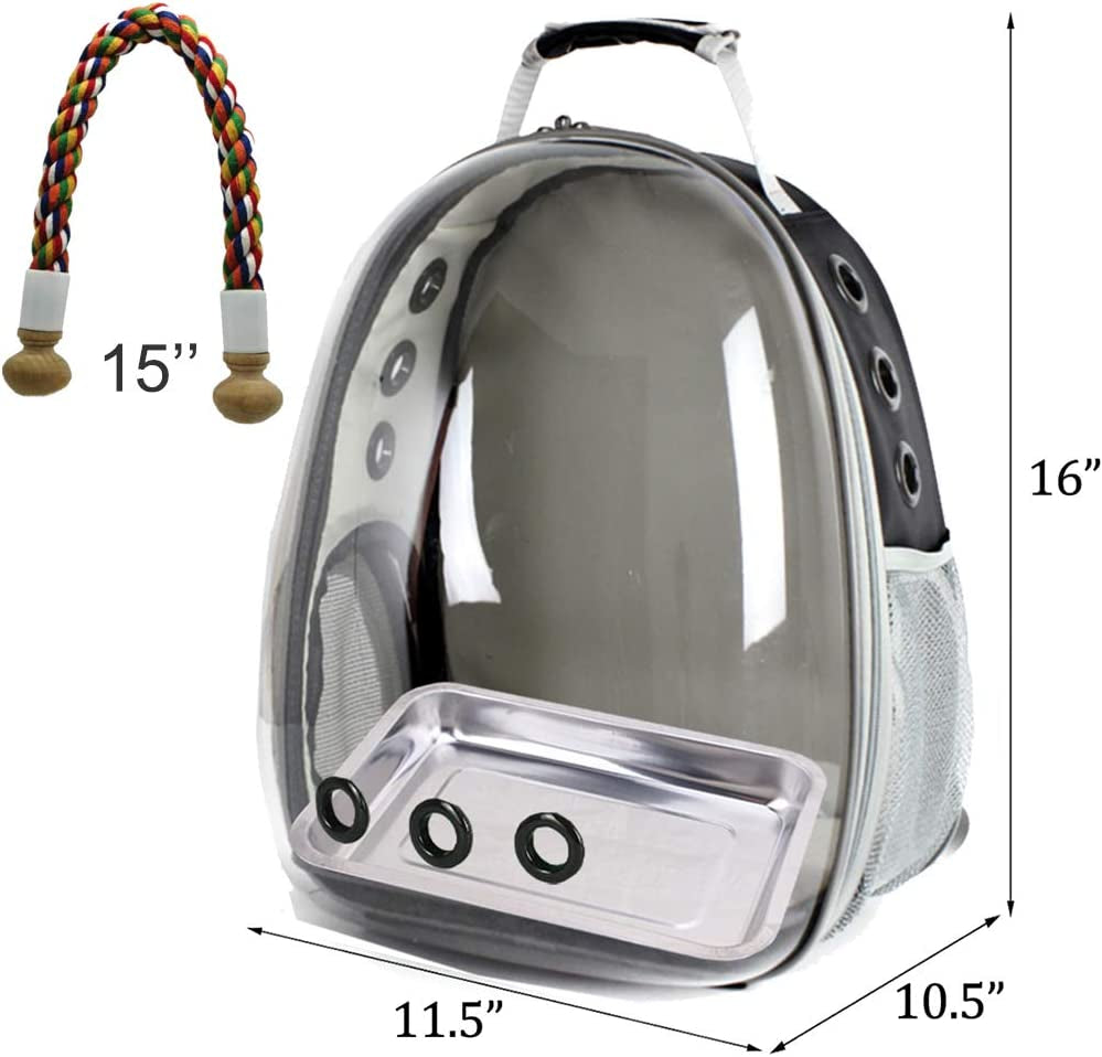 Bird Travel Carrier Backpack – Clear Space Capsule Bird Cage for Parakeets, Cockatiels & Small Parrots