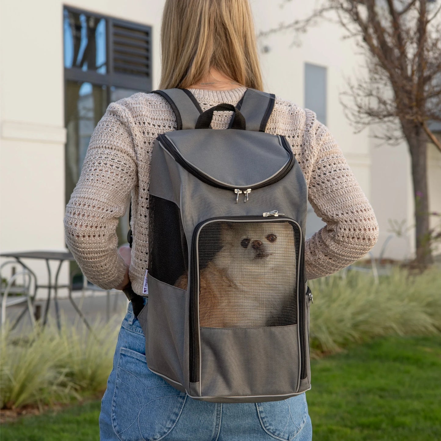 2-in-1 Pet Travel Backpack – Grey