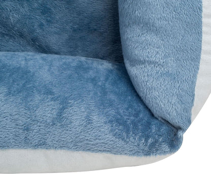Orthopedic Rectangle Dog Bed – Medium 25” x 21” Bolster Pet Bed with Removable Insert, Blue