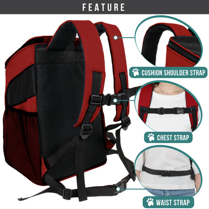 Pet Backpack Carrier for Small Dogs & Cats – Red Airline-Friendly Travel Bag