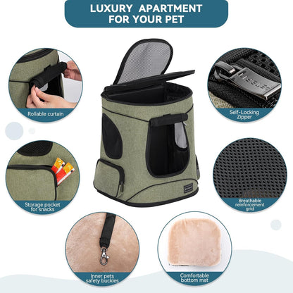 Petsfit Pet Backpack Carrier – Upgraded Waist Support Travel Backpack for Small Dogs, Cats, and Rabbits