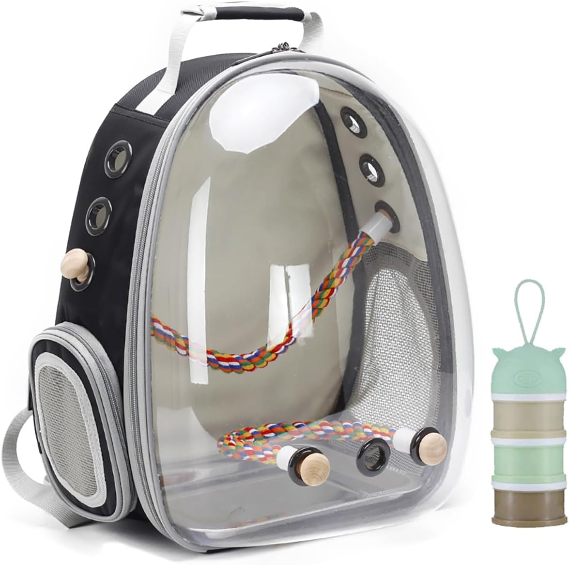 Bird Travel Carrier Backpack – Clear Space Capsule Bird Cage for Parakeets, Cockatiels & Small Parrots