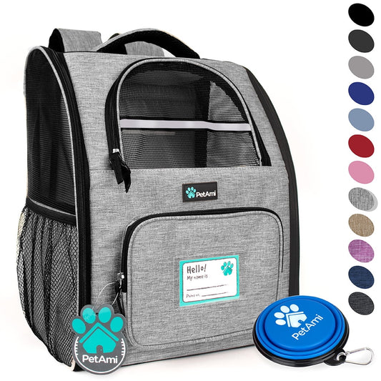 Pet Backpack Carrier for Cats & Small Dogs – Ventilated Airline-Friendly Travel Bag with Safety Support – Grey