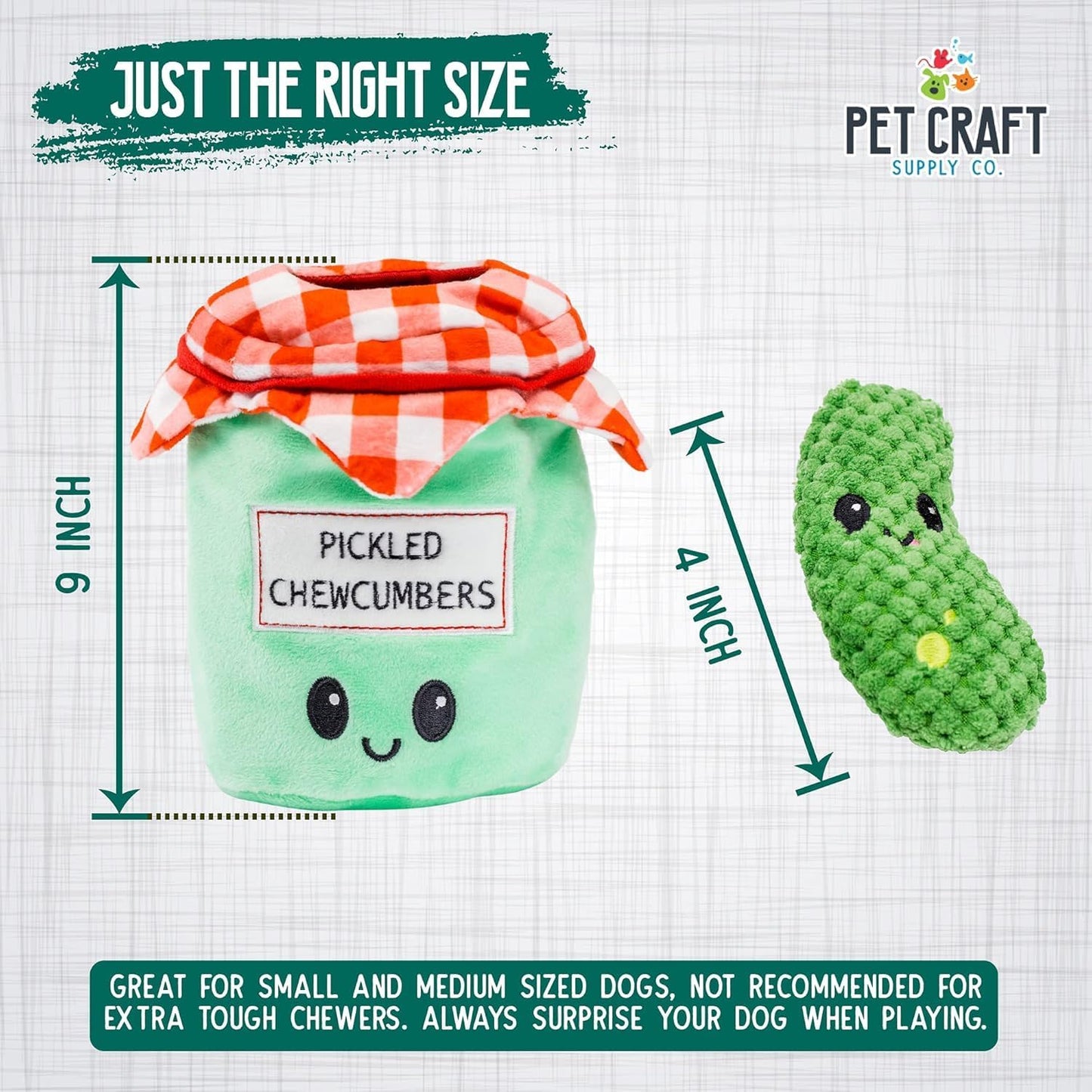 Pickled Chewcumbers Hide and Seek Dog Toy – Plush Squeaky Puzzle Toy for Small and Medium Dogs