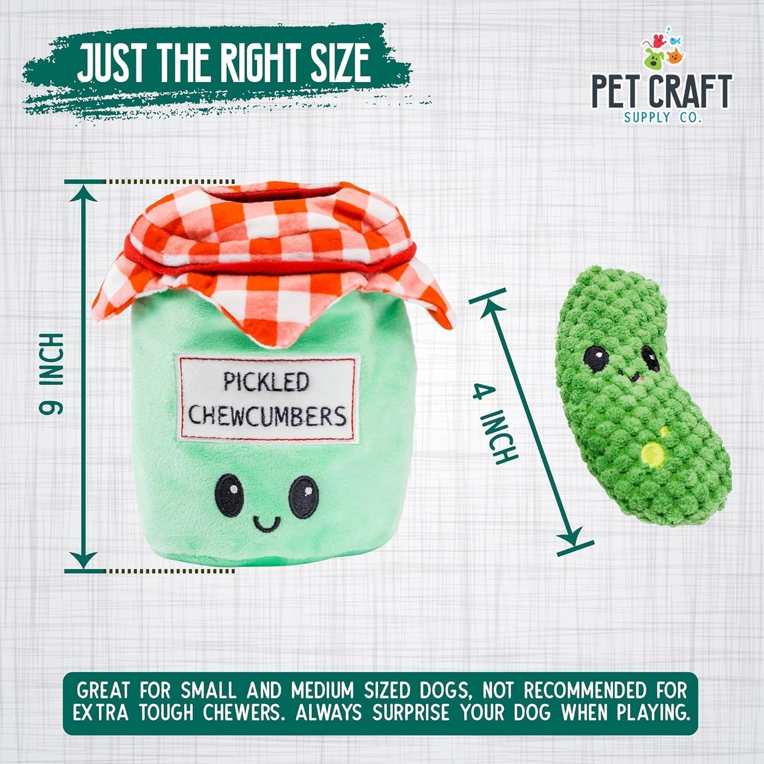 Pickled Chewcumbers Hide and Seek Dog Toy – Plush Squeaky Puzzle Toy for Small and Medium Dogs