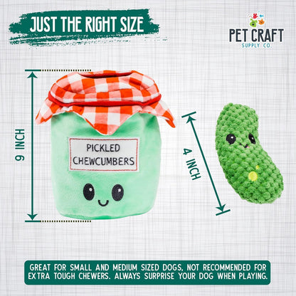 Pickled Chewcumbers Hide and Seek Dog Toy – Plush Squeaky Puzzle Toy for Small and Medium Dogs