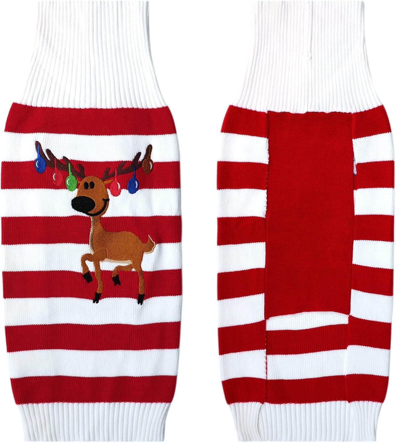 Red Christmas Reindeer Dog Sweater – XL Warm Holiday Pet Sweater for Dogs and Cats