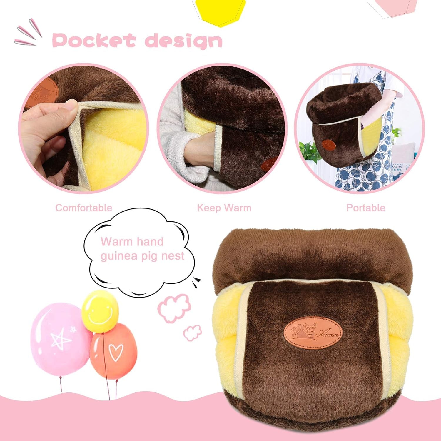 Guinea Pig Cuddle Cave Bed – Warm Fleece Small Animal Hideout House, Brown