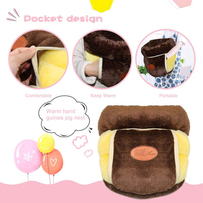 Guinea Pig Cuddle Cave Bed – Warm Fleece Small Animal Hideout House, Brown