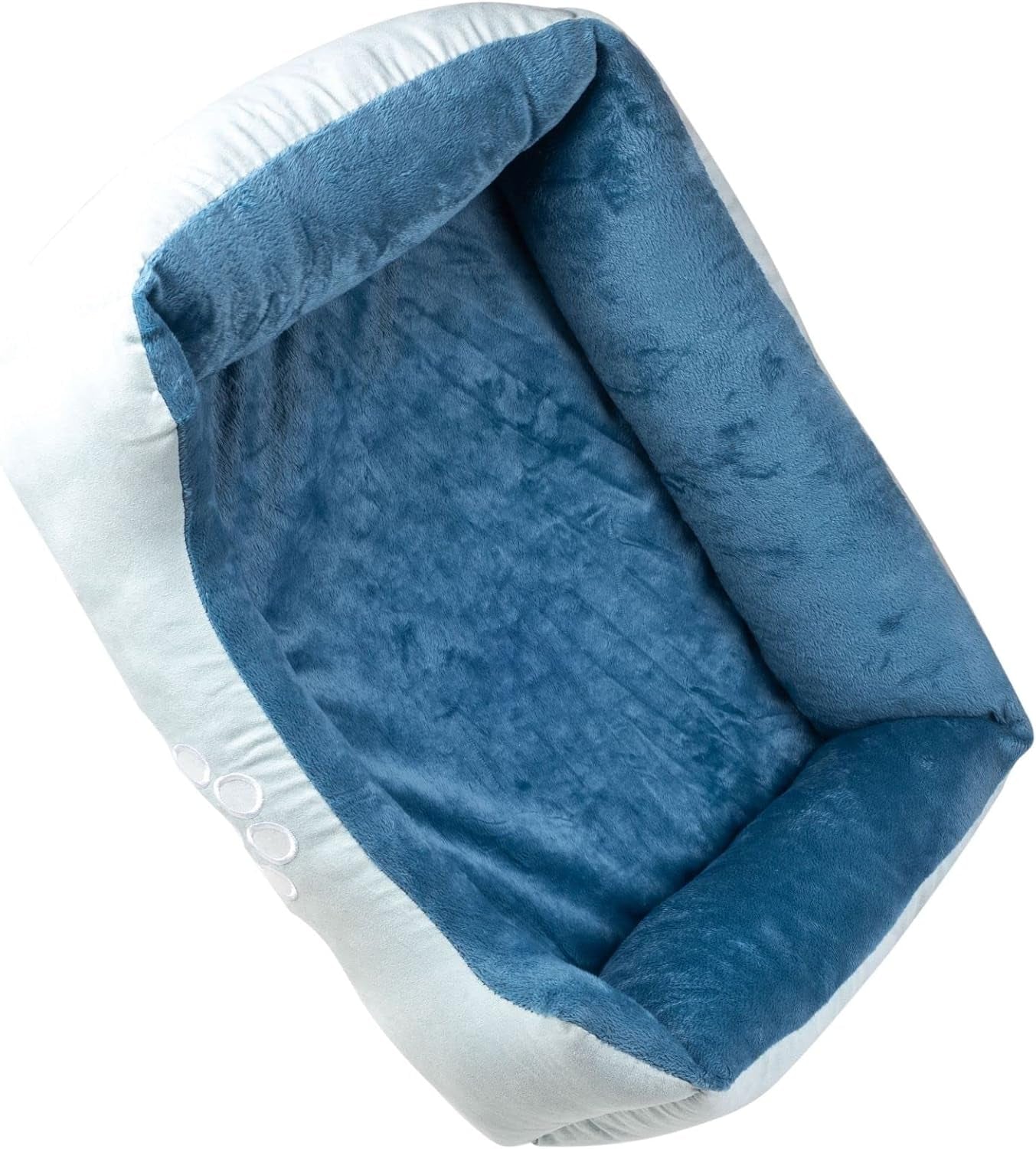 Orthopedic Rectangle Dog Bed – Medium 25” x 21” Bolster Pet Bed with Removable Insert, Blue