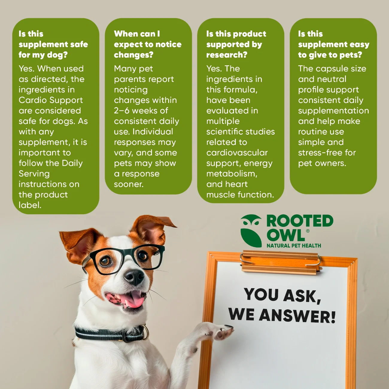 Rooted Owl Cardio Support Capsules for Dogs