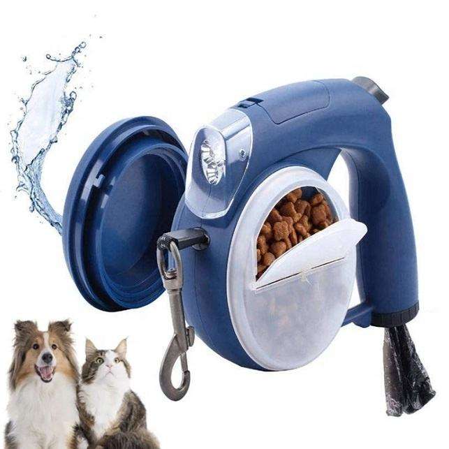 5 in 1 Retractable Dog Leash – LED Walking Lead with Poop Bag Holder