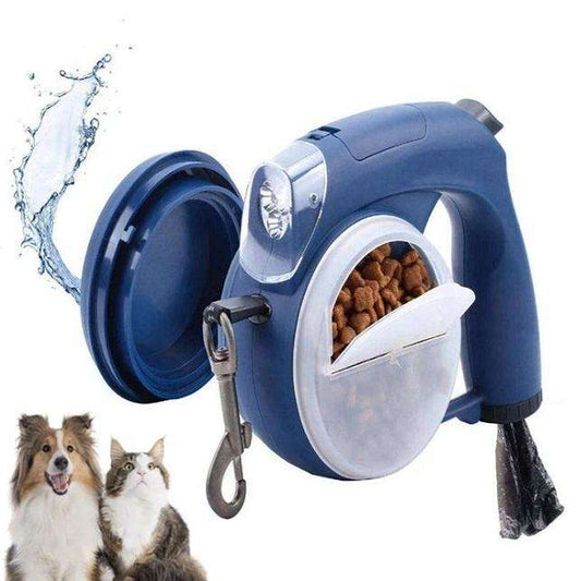 5-in-1 Retractable Dog Leash – LED Walking Lead with Poop Bag Holder