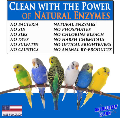 Bird Cage Cleaner & Deodorizer – Fragrance-Free Enzyme Spray, 128 oz Gallon