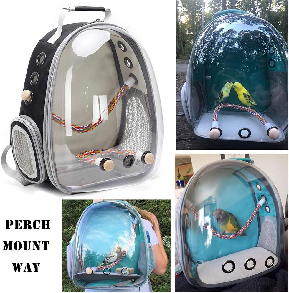 Bird Travel Carrier Backpack – Clear Space Capsule Bird Cage for Parakeets, Cockatiels & Small Parrots