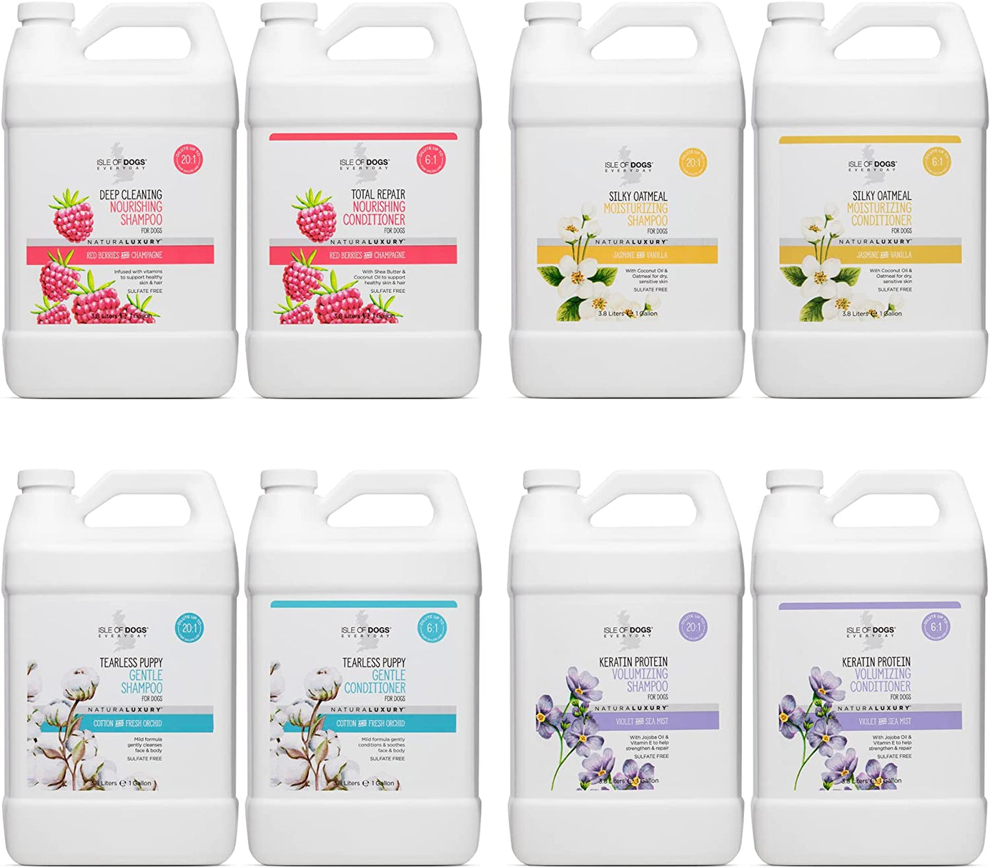 Isle of Dogs Tearless Puppy Shampoo – Cotton & Fresh Orchid, Sulfate & Paraben Free, 1 Gallon