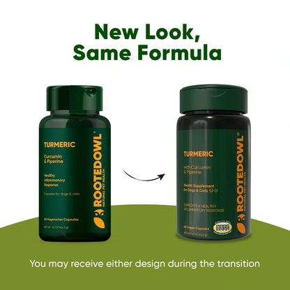 Rooted Owl Turmeric Capsules for Dogs & Cats