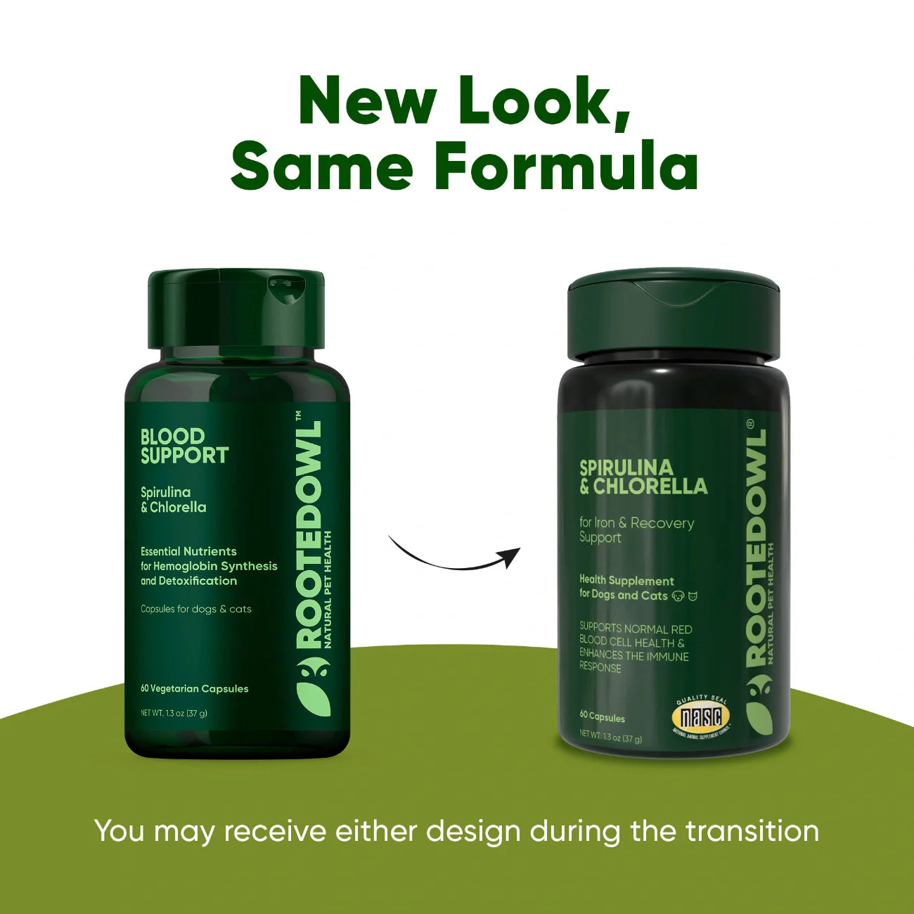 Rooted Owl Spirulina & Chlorella Capsules for Dogs & Cats