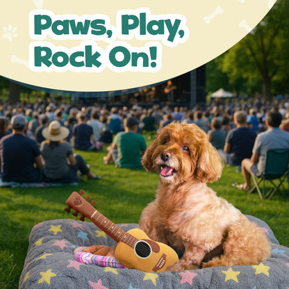 PupRoar Guitar Squeaky Plush Dog Toy with Crinkle