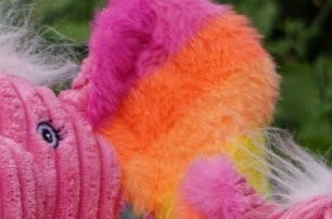 HuggleHounds Rainbow Elephant Knottie Plush Dog Toy
