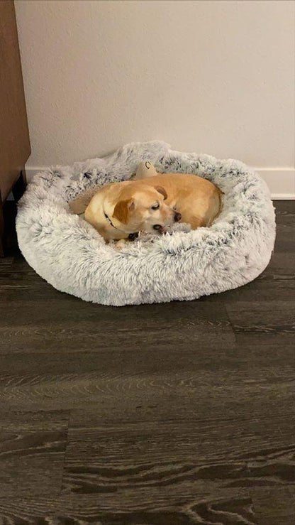 Mr. Peanut’s 28” OrthoPlush Pet Bed – Snowflake White Two-Tone Orthopedic Dog &amp; Cat Bed