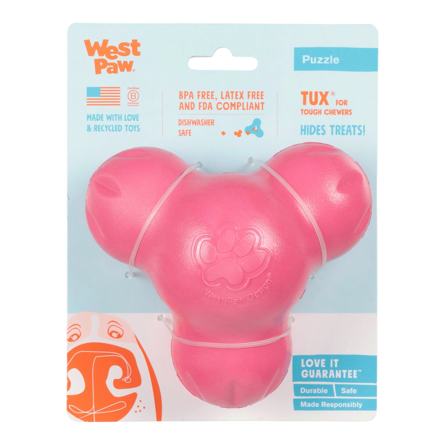 West Paw Tux Geranium Treat Toy – Tough Puzzle Toy