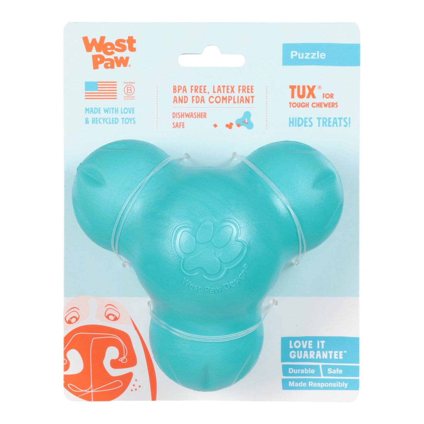 West Paw Tux Tough Treat Toy for Dogs – Teal