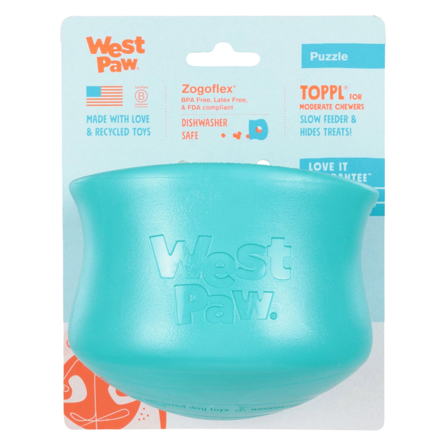 Toppl Teal Treat Toy – Puzzle Feeder for Moderate Chewers